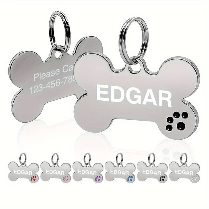 Collar Acolchado Para Mascota XXS Con Placa Pez | Personalizado Con Grabado | Suave Y Seguro